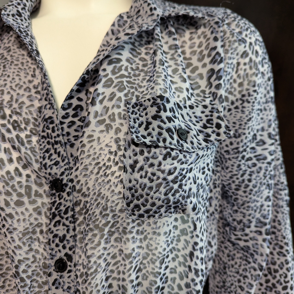 River Island Black and White Animal Print Button-Down Shirt - Picture 3 of 7